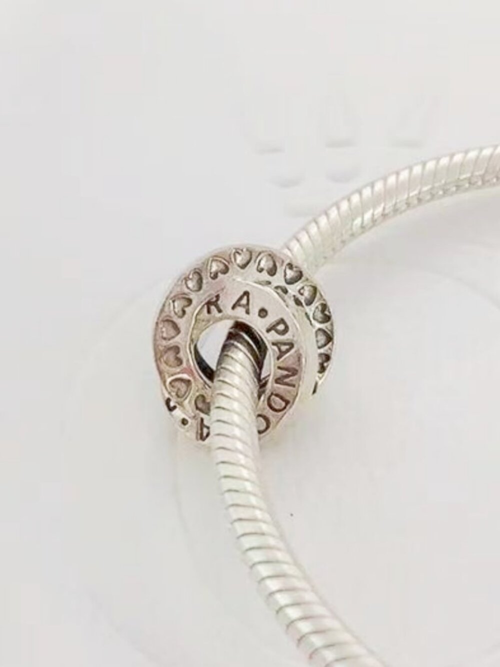 Pandora Logo & Heart Bands Spacer Charm